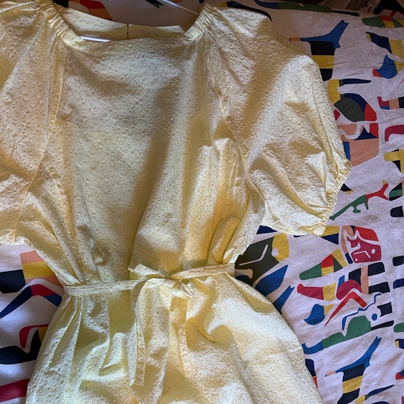 Uniqlo X Hana Hajima dress, gathered sleeves, cotton, yellow, size L, NWT - Picture 1 of 14